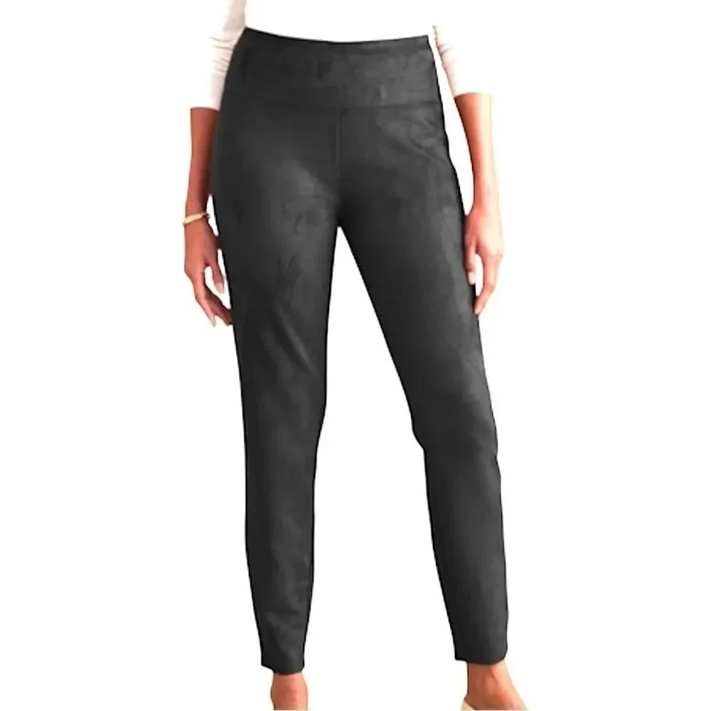 Soft Surroundings faux suede black leggings, high rise. Women’s size S petite